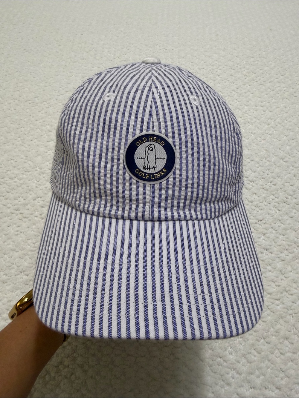 Old Head Golf Links American Needle Stripped Blue White Hat Cap Adjustable